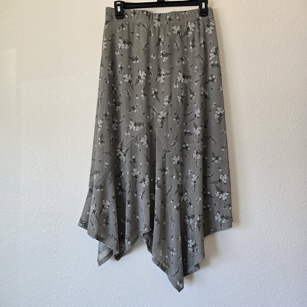 Ember Floral Skirt Women Sz Med Handkerchief Hem Forest Fairy Boho Y2K 90s Sheer